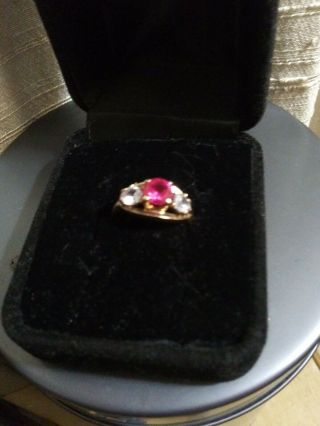 Antique 14k B/h Baden/foss Ruby And Diamond Ring Sz 5 6 Offers Welcomed