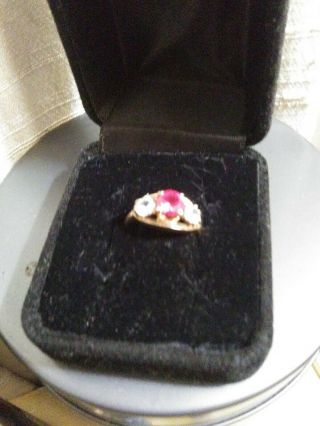 Antique 14k B/H Baden/Foss Ruby and Diamond Ring Sz 5 6 offers welcomed 3