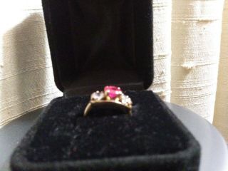 Antique 14k B/H Baden/Foss Ruby and Diamond Ring Sz 5 6 offers welcomed 4