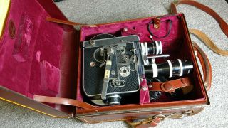 Vintage Paillard Bolex H - 16 Reflex 16mm Movie Camera w case and 3 lenses 2