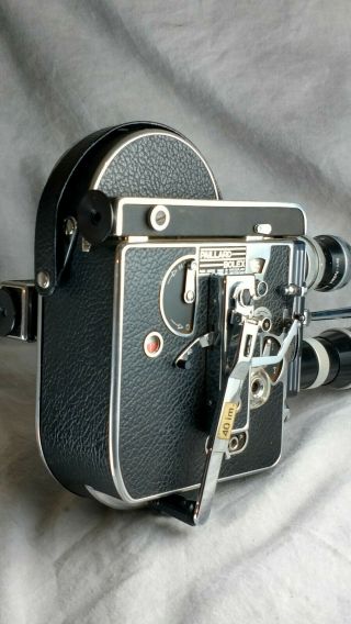Vintage Paillard Bolex H - 16 Reflex 16mm Movie Camera w case and 3 lenses 8