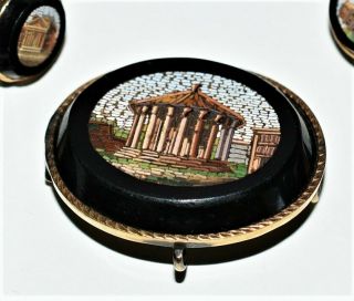 Antique Grand Tour Micro Mosaic Micromosaic Brooch Roman Temple 4