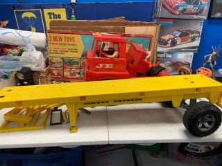 Vintage 1965 Topper Toys Johnny Express Tractor Trailer Truck Flatbed Box