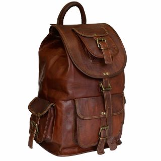 Bag Leather Goat S Men Backpack Rucksack Laptop Vintage Brown Travel