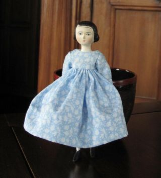 5.  5 " Antique Grodnertal Inspired Peg Jointed Wood Doll By Hitty Artists A&h (a)