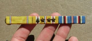 Ww2 Us Army Military 3 Place Ribbon Bar American Campaign Defense Asiatic 3/8 "