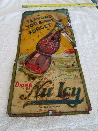 Vintage NuIcy Nu Icy Embossed Metal Sign Approx 19.  5 