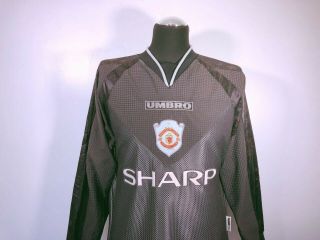 SCHMEICHEL 1 Manchester United Vintage Umbro CL Football Shirt 1998/00 (Y) (S) 3