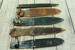 Group Of 5 Ww2 World War 2 Leather Dagger Sheaths - Usa Uk Germany