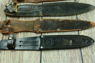 Group of 5 WW2 World War 2 Leather Dagger Sheaths - USA UK GERMANY 2