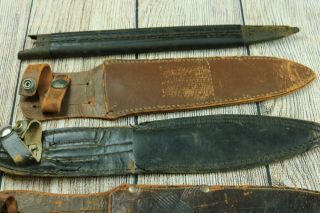 Group of 5 WW2 World War 2 Leather Dagger Sheaths - USA UK GERMANY 3
