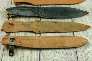 Group of 5 WW2 World War 2 Leather Dagger Sheaths - USA UK GERMANY 5