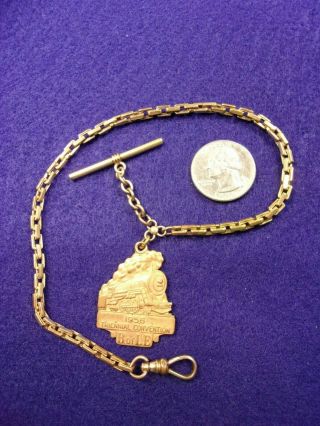 Heavy Duty Vtg Antique Mens Gold Filled Pocket Watch Fob Chain,  1956 B Of Le Fob