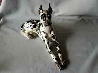 Vintage C1945 Gort Bone China Great Dane Figurine Large 14.  5 " Resting Dog