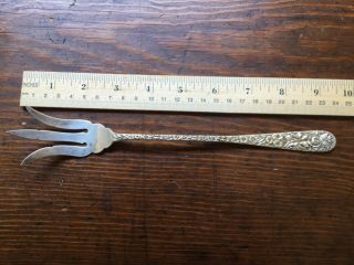 Vintage S.  Kirk & Son Co Sterling Silver Repousse Lettuce Fork 9 7/16” Long