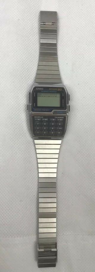 Casio Dbc - 800 Databank 80 Memory Calculator Watch 1995 Rare Vintage