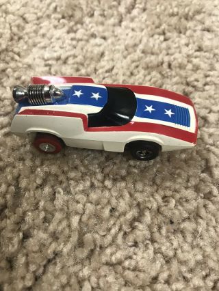 Vintage Aurora Afx Turbo Red,  White,  Blue Slot Car - 1971 Dated Chassis