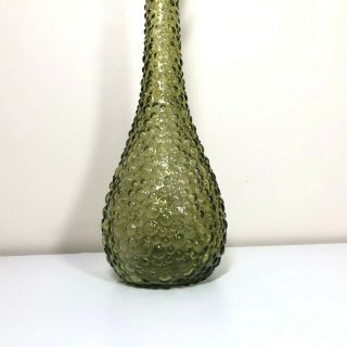 Vintage Empoli Genie Bottle Green Bubble Art Glass 1960s Italian Decanter 3