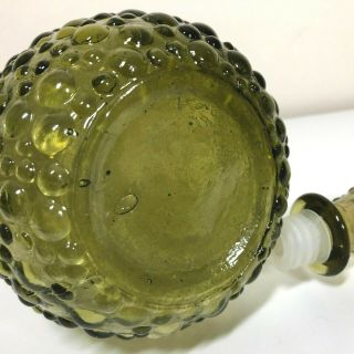 Vintage Empoli Genie Bottle Green Bubble Art Glass 1960s Italian Decanter 6