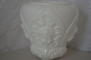 Vintage Angel Cherub Faces Milk Glass Oil Lamp Shade 8.  5 " Tall