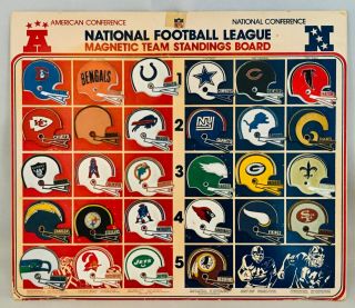 Vintage 1975 Nfl Football Helmet Standings Board 28 Magnet Set