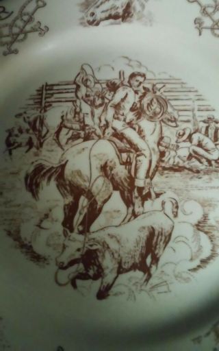 VINTAGE SHENANGO RIMROL RESTAURANT WARE PLATE WESTERN COWBOY ROUND UP 9 