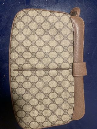 Authentic Gucci Vintage Brown Gg Monogram Canvas/leather Crossbody/shoulder Bag