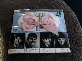 Vintage Nems I Love The Beatles 1964 Pink Hair Bow In Package