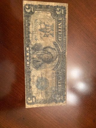 Vintage Silver Certificate Currency $5 Five Dollar Note Bill 1899 Indian Chief 4