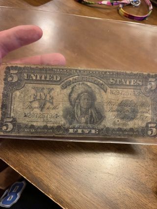 Vintage Silver Certificate Currency $5 Five Dollar Note Bill 1899 Indian Chief 7