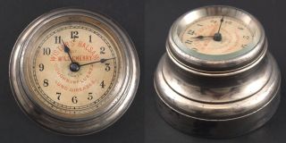 Rare Antique Miniature Seth Thomas Advertising Clock Paperweight,  Wisters Balsam