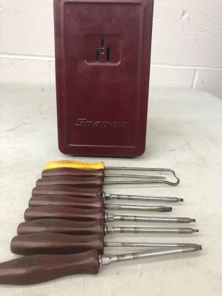 Snap - On Vintage Brown Handle Screwdriver Torx And Picks With Case Rare