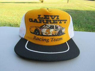 Vintage 1980s,  Levi Garrett Racing Team,  Yellow Trucker Hat,  Mesh,  Snap Back