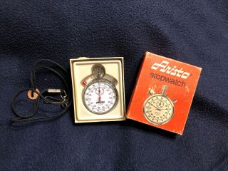 Vintage Aristo Stopwatch 7 Jewels W/ Box And Necklace Model 102