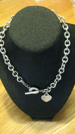 Authentic Tiffany & Co Sterling Silver Toggle Heart Necklace
