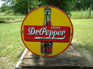 Vintage 1939 Drink Dr.  Pepper Porcelain Gas Station Sign " Good For Life "