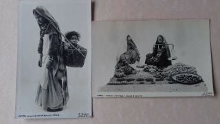 2 X Vintage 1920s Rppc Nepal Woman Carrying Child Women Street Sellers S Singh