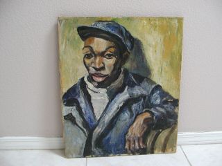 Vintage Portrait Painting By African American Painter Attributed To Claude Clark