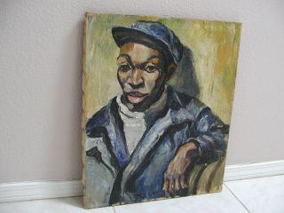 Vintage Portrait Painting by African American Painter attributed to Claude Clark 3