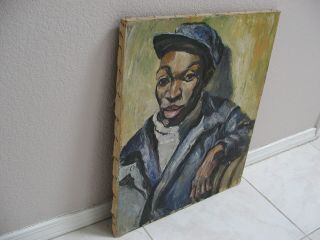 Vintage Portrait Painting by African American Painter attributed to Claude Clark 4