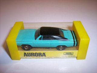 Vintage 1968 Aurora Thunderjet 1407 " Turquoise " Dodge Charger T - Jet Ho Slot Car