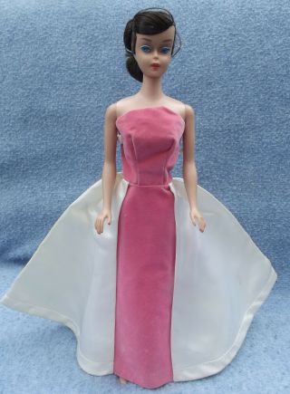 Rare Vintage Barbie Doll Clone Premier Debutante Gown Pink Velver White Satin