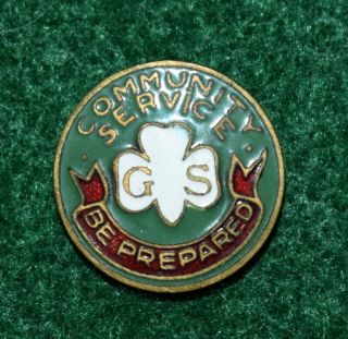 Vintage Girl Scout Community Service Pin 1922 - 1931 - Scarce - Only 6,  512 Issued