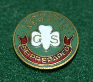 VINTAGE GIRL SCOUT COMMUNITY SERVICE PIN 1922 - 1931 - SCARCE - ONLY 6,  512 ISSUED 2