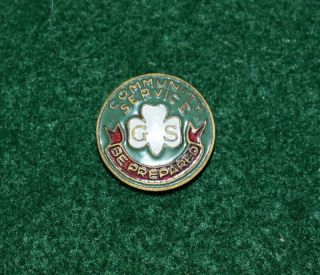 VINTAGE GIRL SCOUT COMMUNITY SERVICE PIN 1922 - 1931 - SCARCE - ONLY 6,  512 ISSUED 3