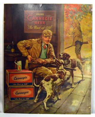 Vintage Carnegie Beer Cardboard Advertising Sign Print Harold Anderson