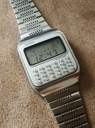 Vintage Seiko C153 - 5007 Lcd Quartz Calculator Watch Steel Case Japan From 1978