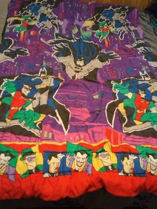 Vintage Made In The Usa 1995 Batman Dc And Villans 80x52 Blanket Rare