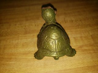 Russ Berrie OILY JIGGLER Green and Beige Turtle - 1969 - Missing Tail,  Cut Neck 2