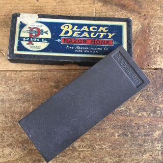 Vintage Pike Black Beauty Razor Hone Sharpening Stone Old Antique Hone Tool 47